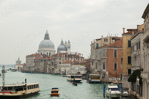 Basilica de Santa Maria della Salud from Grand Canal, Venice. Italy. 
