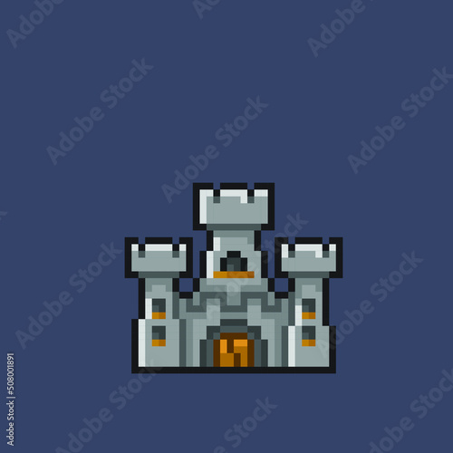 a castle in pixel art style