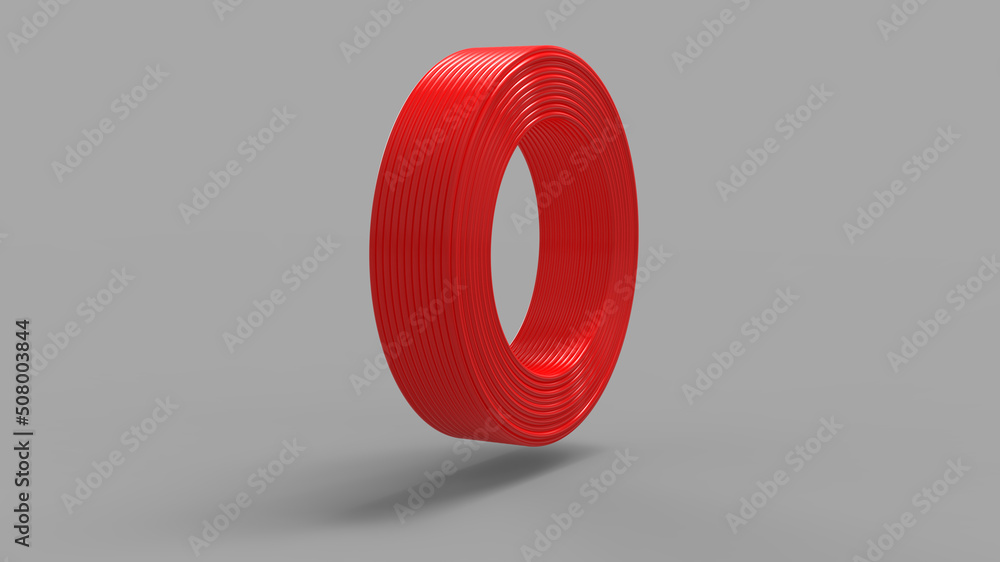 Coil of Electric Cable. Red Cable coil 3D Rendering Coil of Electric Cable. Red Cable coil 3D Rendering