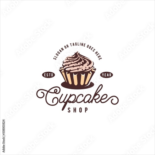 Cake Cupcake Sweet Logo Design Vector Image