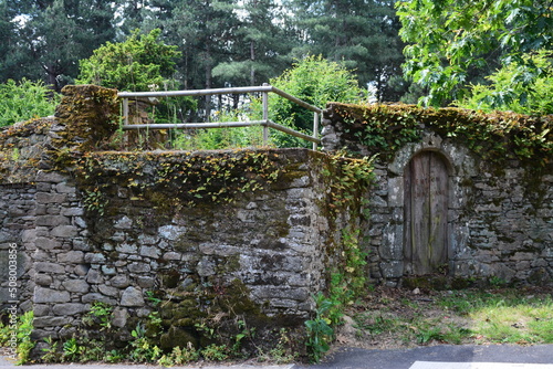 Vieux mur de pierre avec v  g  tation