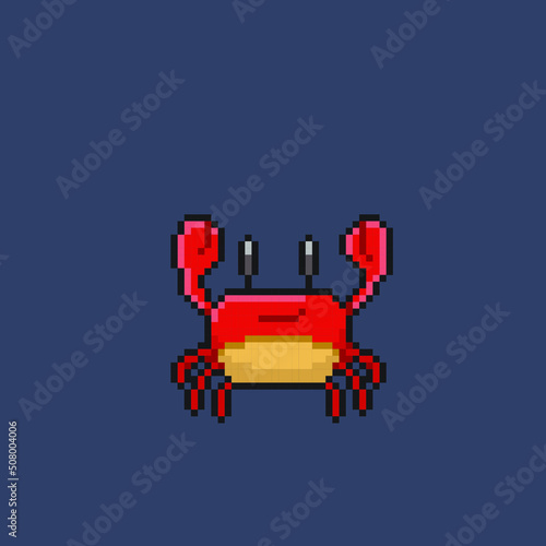smile crab in pixel art style