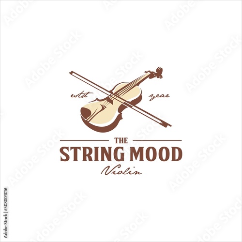 Violin Viola Fiddle Cello Bass Headstock Music Instrument Logo Design Vector Image