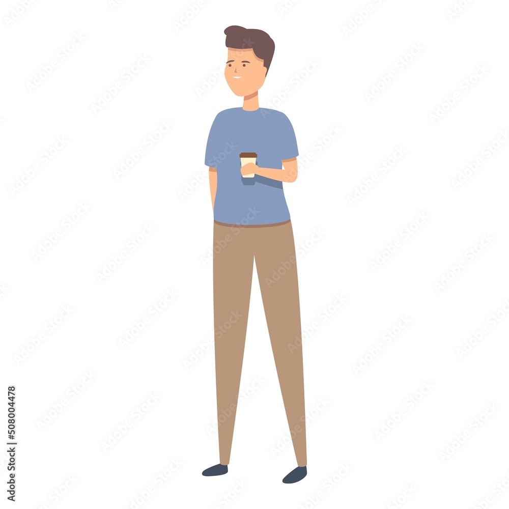 Boy coffee to go icon cartoon vector. Money income. Business work Boy coffee to go icon cartoon vector. Money income. Business work