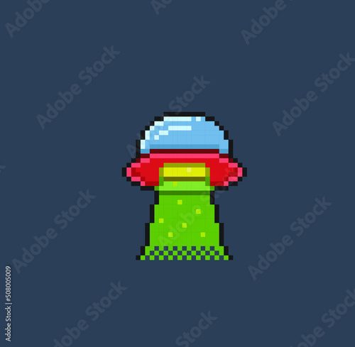 ufo in pixel art style