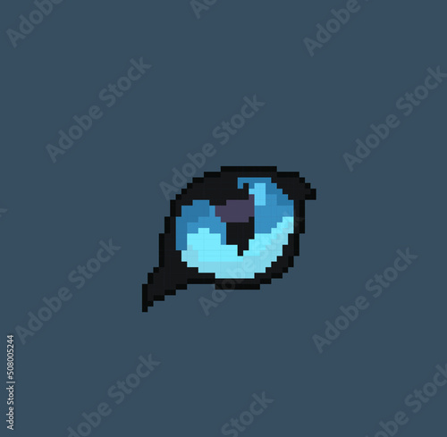 single blue eye in pixel art style