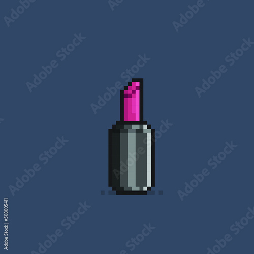 pink lipstick in pixel art style