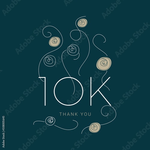 Thank you for 10k followers, 10,000 followers gold, followers to celebrate on social media, 10K, subscribers Vector illustration. Minimalist