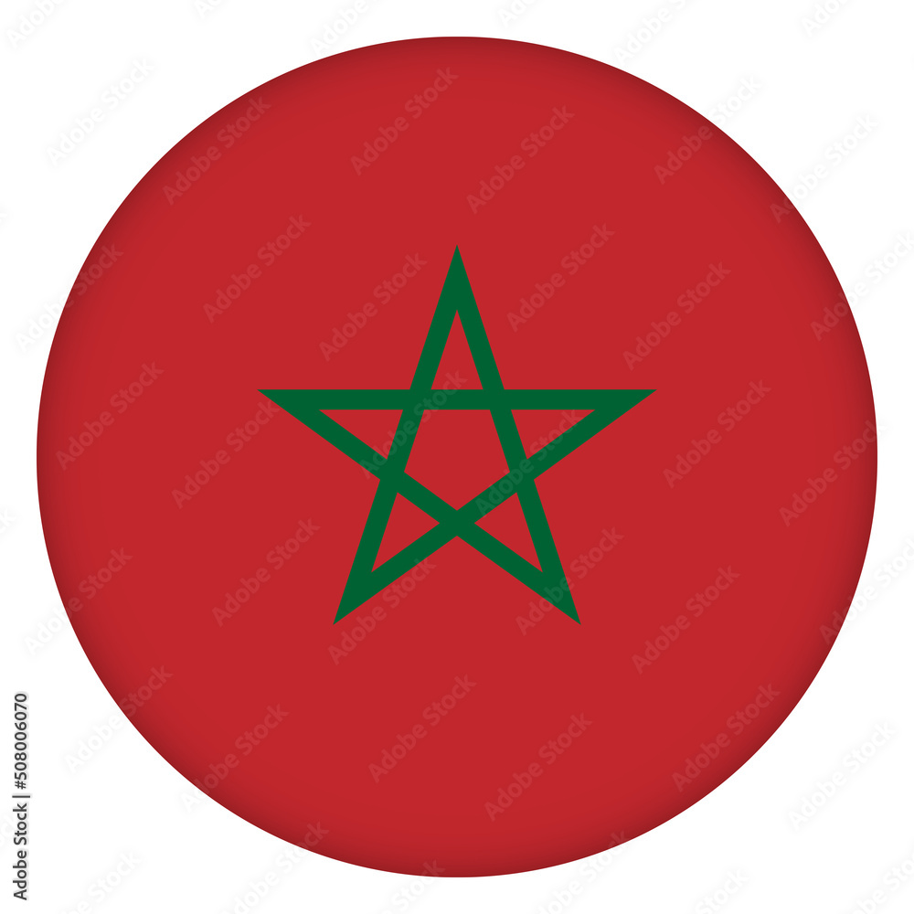 Glass light ball with flag of Morocco. Round sphere, template icon. Moroccan national symbol. Glossy realistic ball, 3D abstract vector illustration highlighted on a white background. Big bubble Glass light ball with flag of Morocco. Round sphere, template icon. Moroccan national symbol. Glossy realistic ball, 3D abstract vector illustration highlighted on a white background. Big bubble