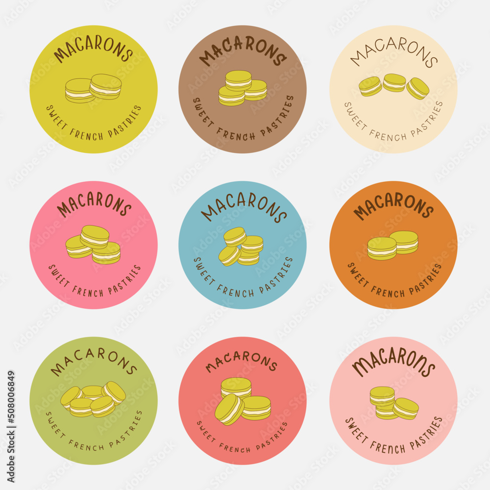 Set of vector logo macaron for bakery shop.