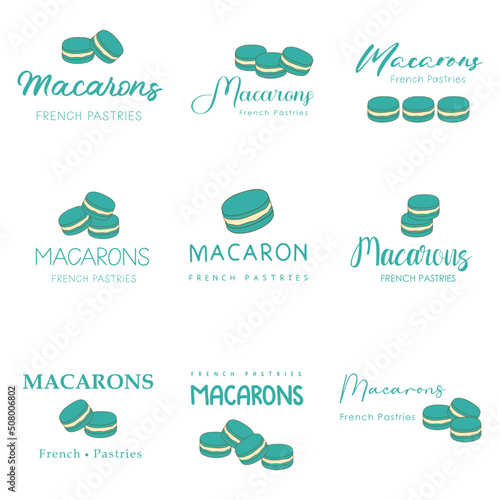 Set of vector logo macaron for bakery shop.