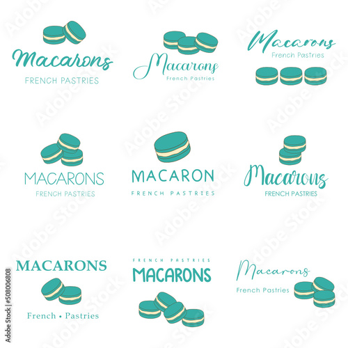Set of vector logo macaron for bakery shop.