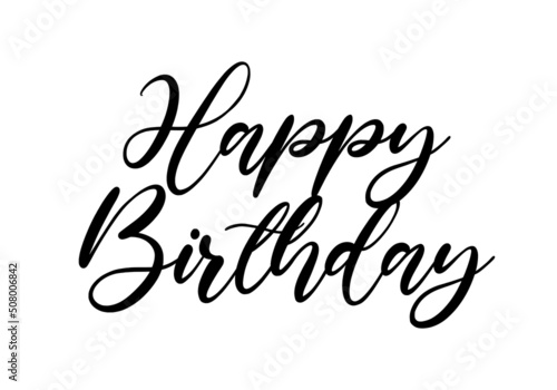 Canvas Print Vector illustration of Happy Birthday handwritten modern brush lettering