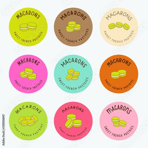 Set of vector logo macaron for bakery shop.