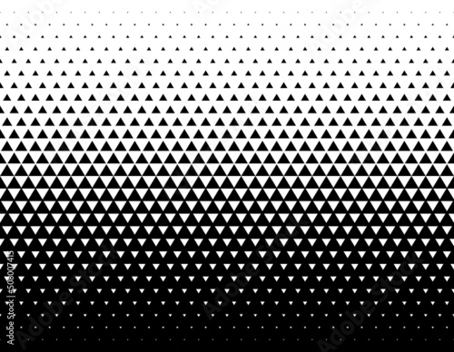 Geometric pattern of black triangles on a white background.Radial method.
