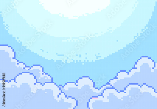 blue sky background in pixel art style