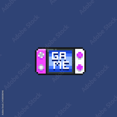 pink game console portable in pixel art style