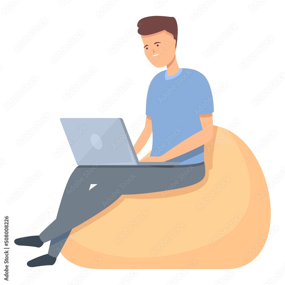 Laptop passive income icon cartoon vector. Freedom job. Work business