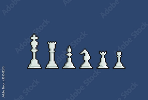 white chess piece in pixel art style