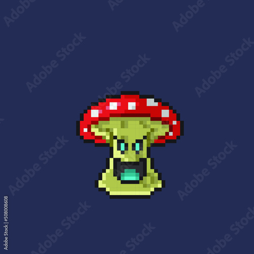 mushroom monster in pixel art style