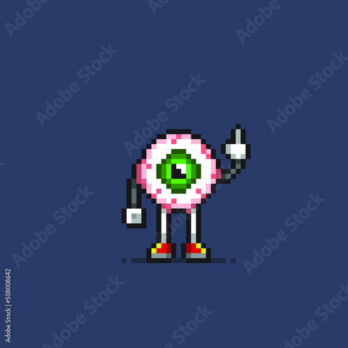 eye ball character in pixel art style