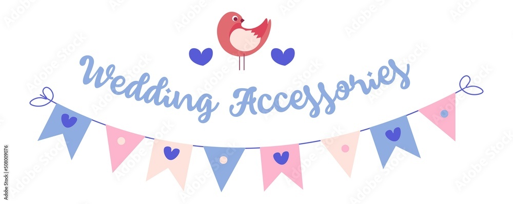 Wedding accessories, flags with heart shape vector Wedding accessories, flags with heart shape vector