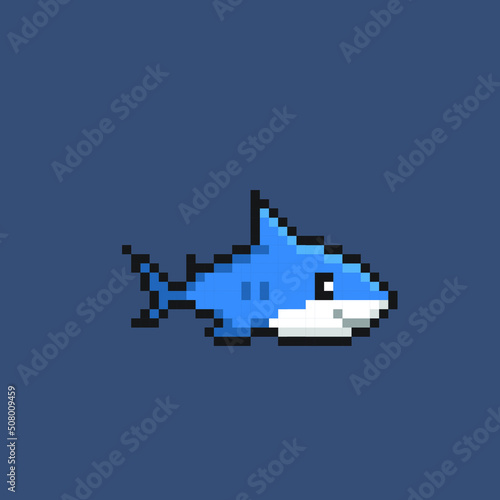 shark in pixel art style