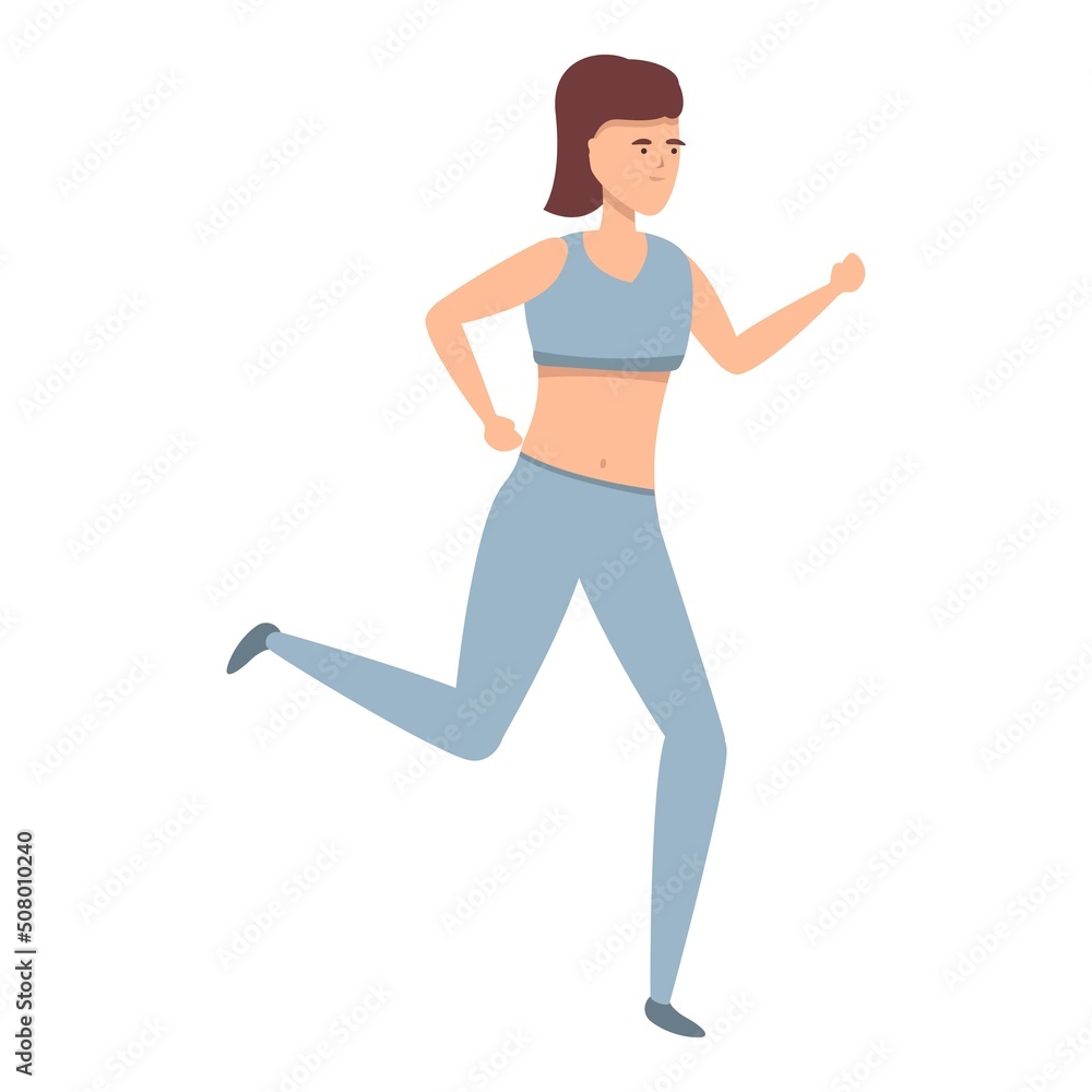 Running girl icon cartoon vector. Sport wear. Gym active Running girl icon cartoon vector. Sport wear. Gym active