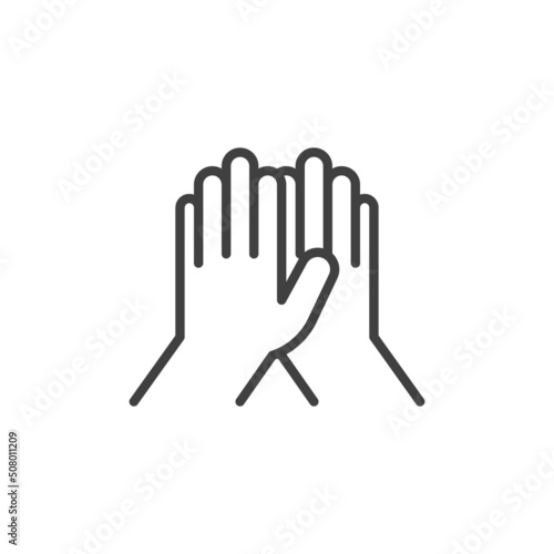 High five hands line icon