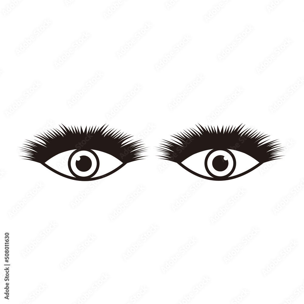 Eyelashes and eye icon vector illustration sign