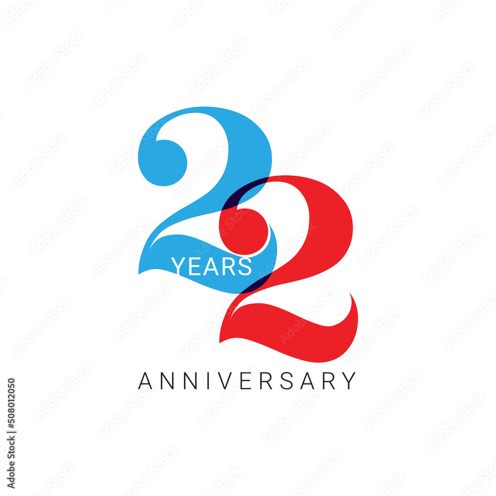 22 Years Anniversary Logo, Vector Template Design element for birthday, invitation, wedding, jubilee and greeting card illustration. 22 Years Anniversary Logo, Vector Template Design element for birthday, invitation, wedding, jubilee and greeting card illustration.