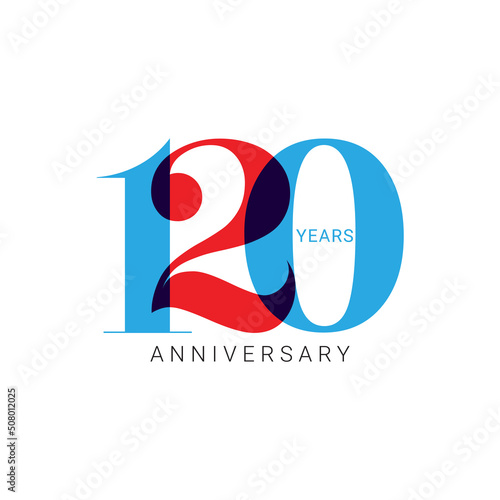 120 Years Anniversary Logo, Vector Template Design element for birthday, invitation, wedding, jubilee and greeting card illustration.