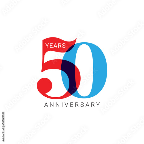 50 Year Anniversary Logo, Vector Template Design element for birthday, invitation, wedding, jubilee and greeting card illustration.