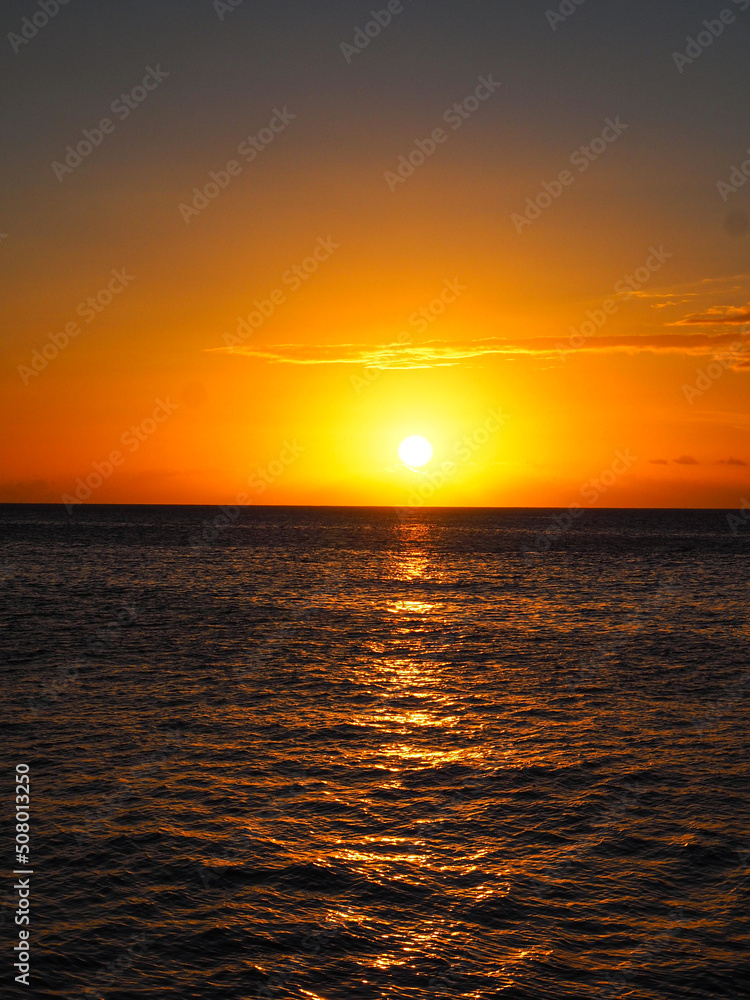 stunning sunset over the Caribbean ocean