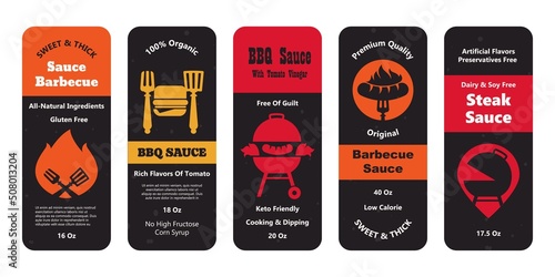 Sauce barbecue emblem, isolated on white set