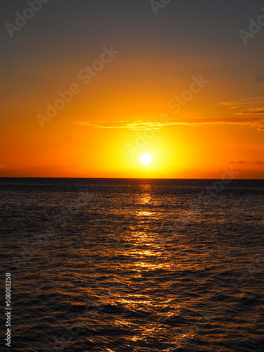 stunning sunset over the Caribbean ocean