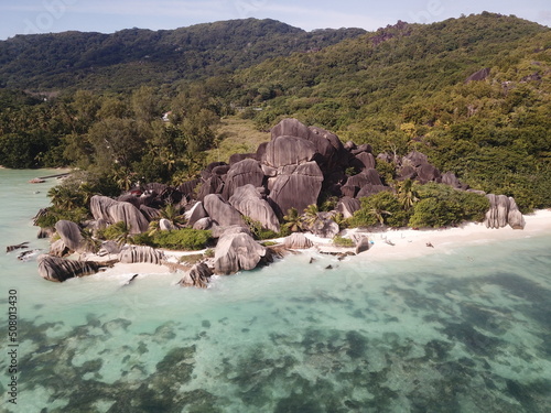 Famous Seychelles rocks. View from above. No filters.