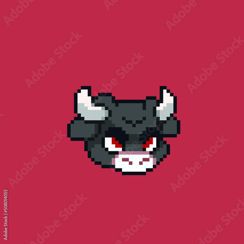 bull head in pixel art style