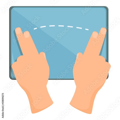 Two hand tocuh icon cartoon vector. Smart contact. Phone screen