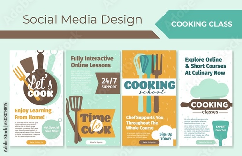 Cooking class promotion at social media stories set