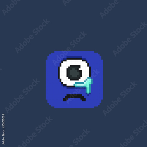 one eyed head with cry expression in pixel art style
