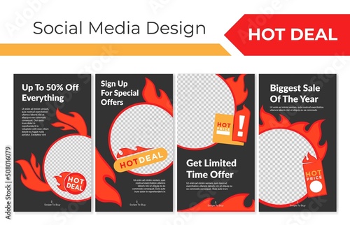 Hot deal, offer set at social media web banner