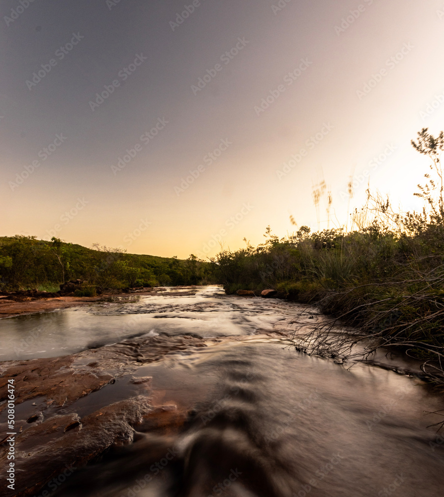 sunset over the river