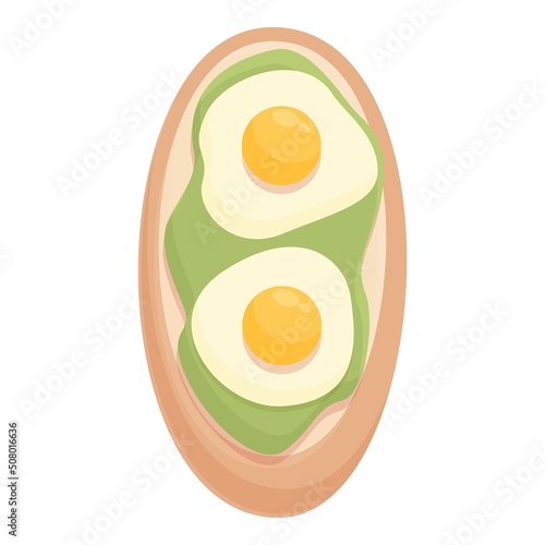 Egg green bruschetta icon cartoon vector. Italian food. Toast food