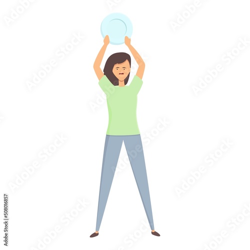 Stress reduction broken plates icon cartoon vector. Noise lifestyle. Mind spa