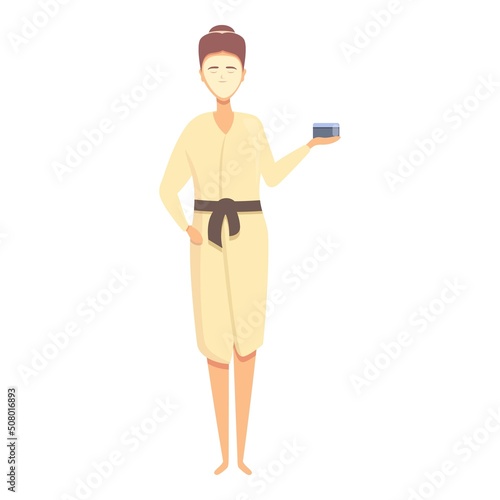 Spa stress reduction icon cartoon vector. Calm therapy. Meditate mind