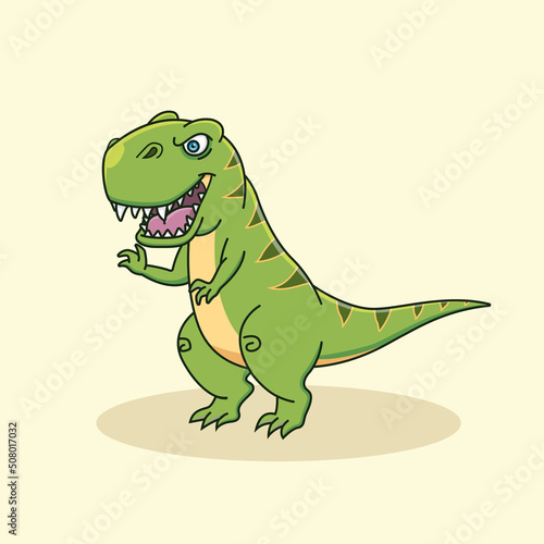 Cartoon Tyrannosaurus angry. Animal vector illustration