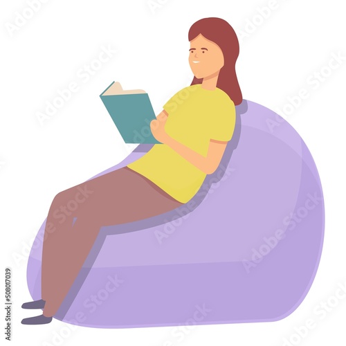 Relax reading book icon cartoon vector. Meditate mind. Calm step