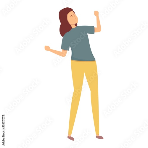 Girl dance relax icon cartoon vector. Noise life. Mind desk