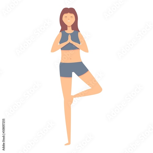 Yoga relax pose icon cartoon vector. Outside diet. Mind life